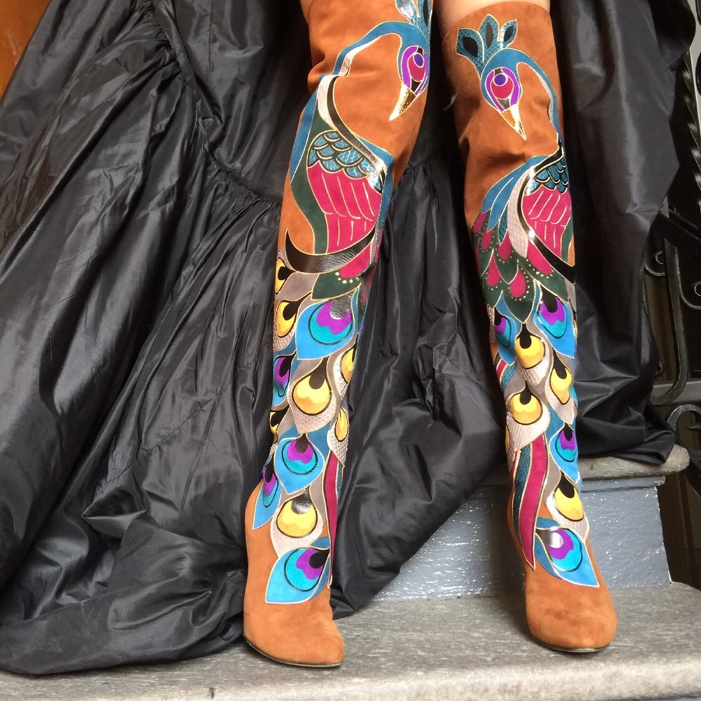 Brian Atwood BIBA intarsia Peacock boot